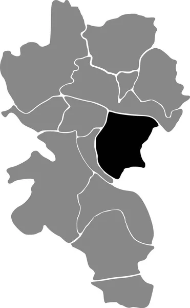 Black Flat Blank Highlighted Location Map Frauenland District Gray Administrative — Archivo Imágenes Vectoriales