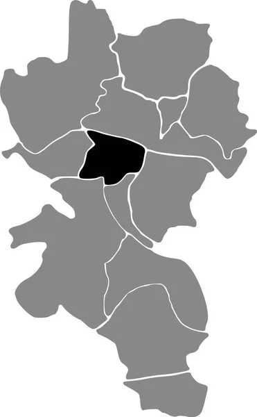 Black Flat Blank Highlighted Location Map Altstadt District Gray Administrative — Vettoriale Stock