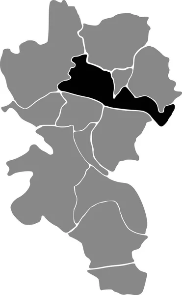 Black Flat Blank Highlighted Location Map Grombhl District Gray Administrative — Stockvector