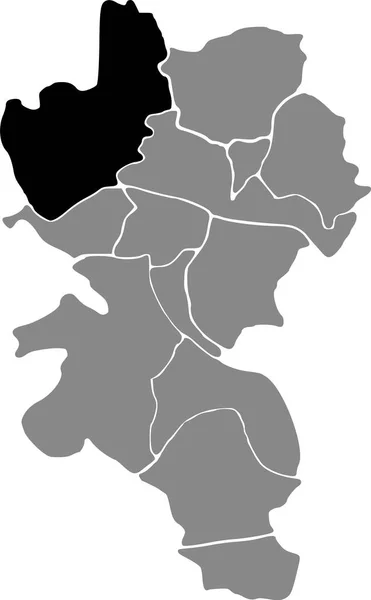 Black Flat Blank Highlighted Location Map Drrbachtal District Gray Administrative — 스톡 벡터