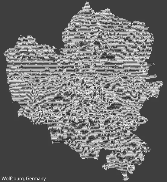 Topographic Negative Relief Map City Wolfsburg Germany White Contour Lines — Stockvector