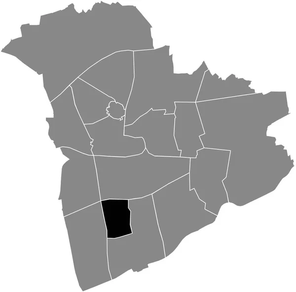 Black Flat Blank Highlighted Location Map Grullbad District Gray Administrative — Stockvektor