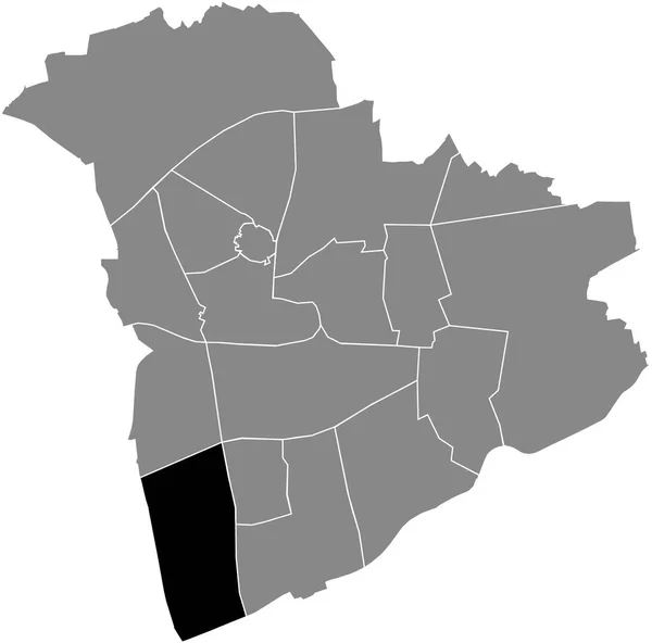 Black Flat Blank Highlighted Location Map Hochlarmark District Gray Administrative — Stock vektor