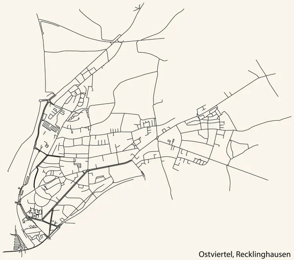 Detailed Navigation Black Lines Urban Street Roads Map Ostviertel District — Stockvektor