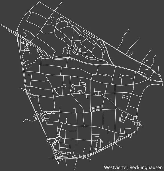 Detailed Negative Navigation White Lines Urban Street Roads Map Westviertel — Wektor stockowy