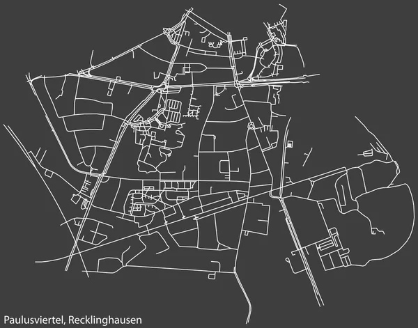 Detailed Negative Navigation White Lines Urban Street Roads Map Paulusviertel — Wektor stockowy