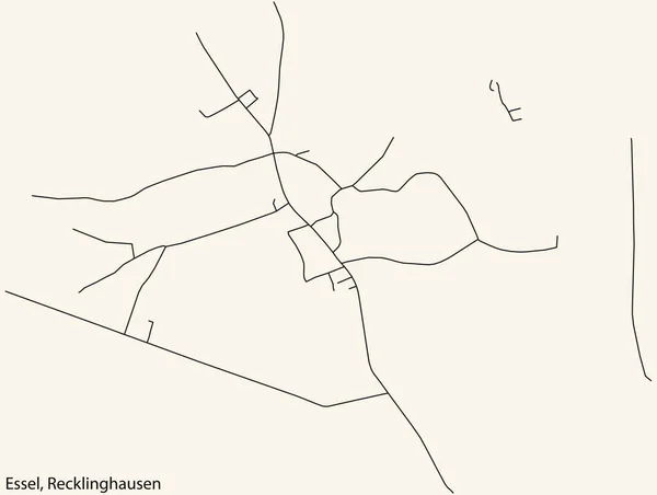 Detailed Navigation Black Lines Urban Street Roads Map Essel District — Stockvektor