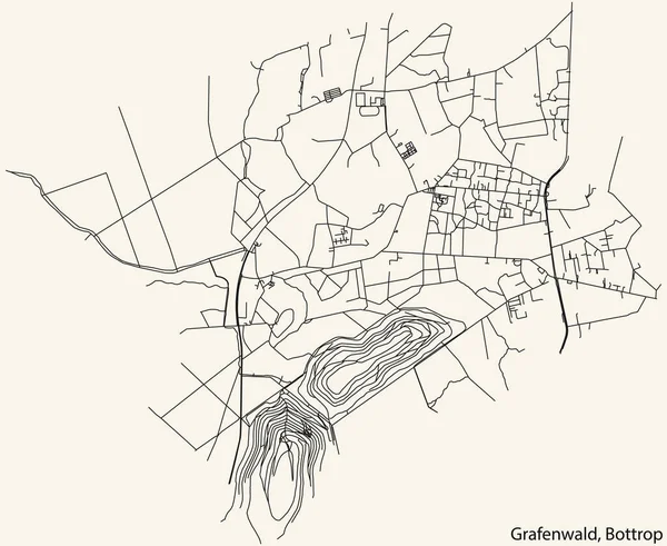 Detailed Navigation Black Lines Urban Street Roads Map Grafenwald District — Stockvektor