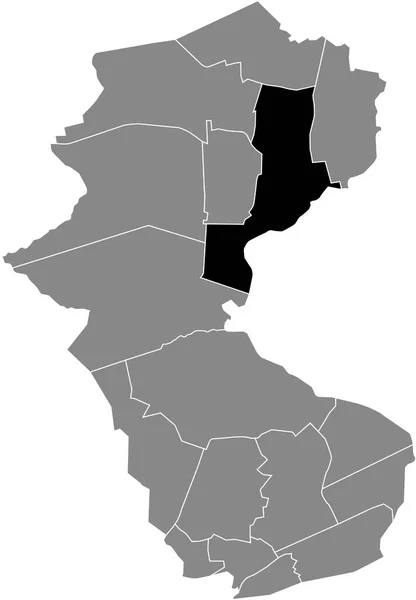 Black Flat Blank Highlighted Location Map Overhagen District Gray Administrative — стоковый вектор
