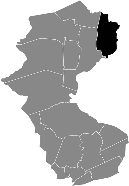 Black Flat Blank Highlighted Location Map Feldhausen District Gray Administrative — Wektor stockowy