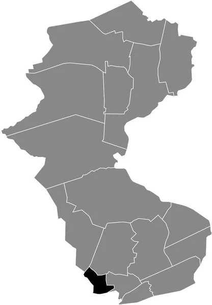 Black Flat Blank Highlighted Location Map Vonderort District Gray Administrative — Vector de stock
