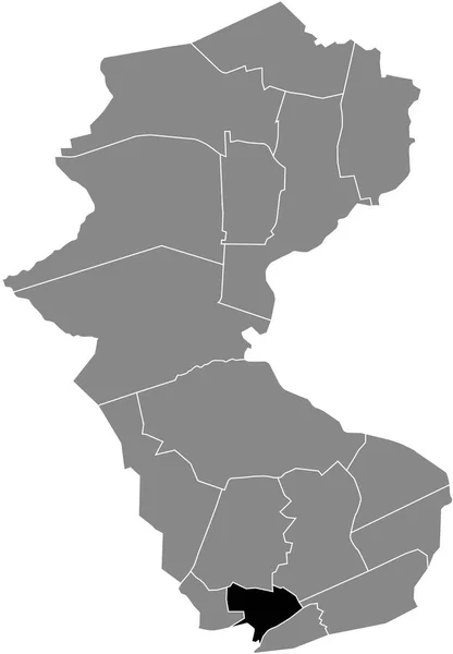 Black Flat Blank Highlighted Location Map Lehmkuhle District Gray Administrative — Archivo Imágenes Vectoriales