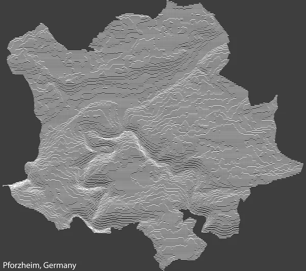 Topographic Negative Relief Map City Pforzheim Germany White Contour Lines — Stockový vektor