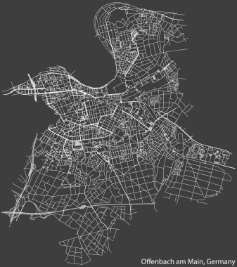 Alman bölgesel başkenti OFFENBACH AM MAIN, Almanya 'nın koyu gri arkaplan üzerindeki kentsel yol haritası