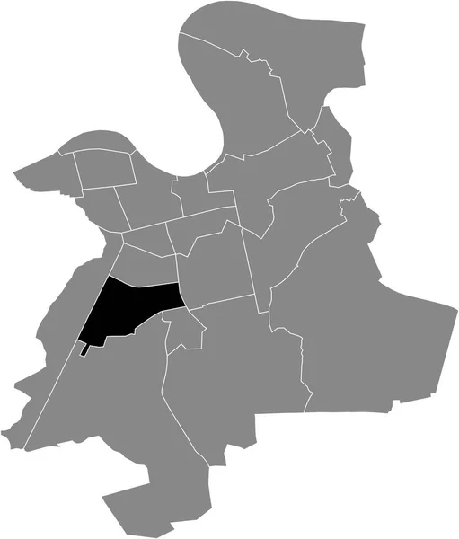 德国奥夫巴赫Am Main灰色行政地图内的Lauterborn District黑色平面突出显示空白位置图 — 图库矢量图片