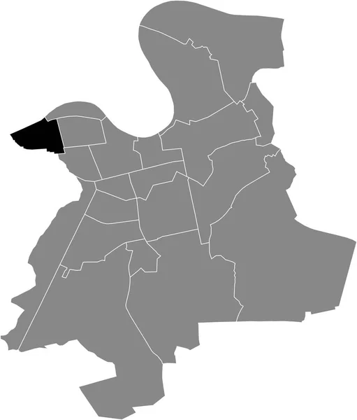 德国奥芬巴赫市灰色行政地图内的Kaiserlei District黑色平面突出显示空白位置图 — 图库矢量图片