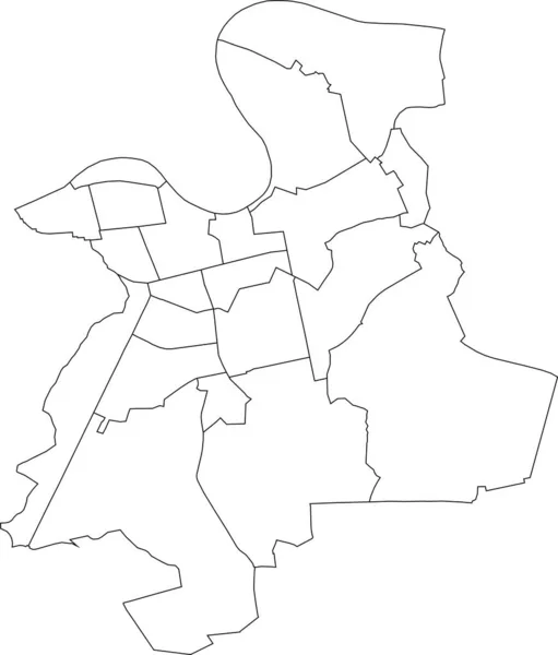 Mapa Administrativo Plano Blanco Vectorial Offenbach Main Alemania Con Líneas — Vector de stock