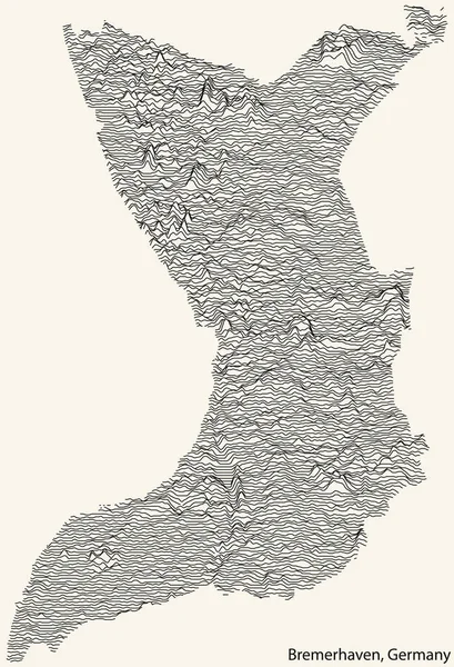 Mappa Topografica Della Città Bremerhaven Germania Con Linee Contorno Nere — Vettoriale Stock