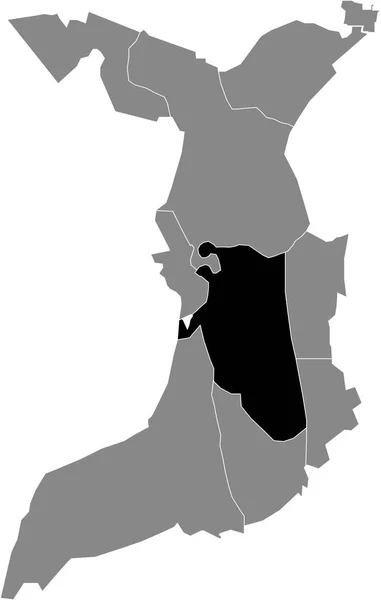 Zwarte Platte Blanco Gemarkeerde Locatiekaart Van Geestemnde District Grijze Administratieve — Stockvector