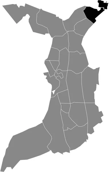 Plano Negro Blanco Resaltado Mapa Ubicación Del Barrio Fehrmoor Dentro — Archivo Imágenes Vectoriales