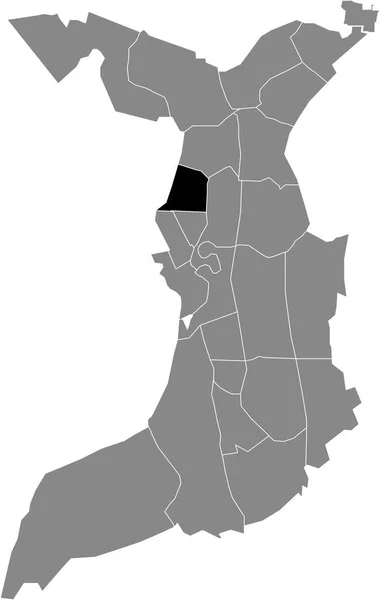 ドイツのブレーマーハーフェンの灰色の行政地図の中にTwischkamp Quarterの黒いフラットブランクハイライトされた場所マップ — ストックベクタ