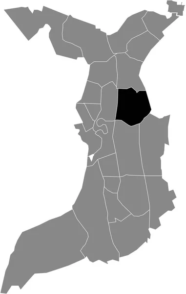 德国布雷默海文灰色行政地图内的Buschkmpen Quarter黑色扁平醒目空白位置图 — 图库矢量图片