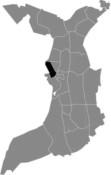 Чорна Плоска Чиста Пляма Виділила Карту Розташування Mitte Nord Quarter — стоковий вектор