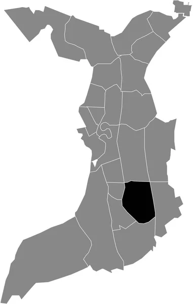 Black Flat Blank Mappa Dettagliata Del Grnhfe Quarter All Interno — Vettoriale Stock