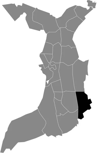 Black Flat Blank Highlighted Location Map Surheide Quarter Gray Administrative — Stock Vector