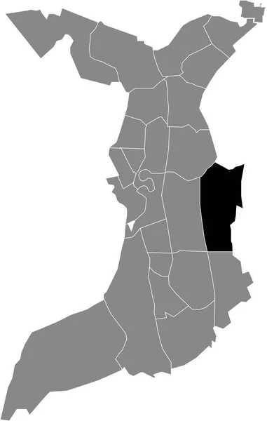 Czarny Płaski Pusty Zaznaczono Mapę Lokalizacji Schiffdorferdamm Quarter Wewnątrz Szarej — Wektor stockowy