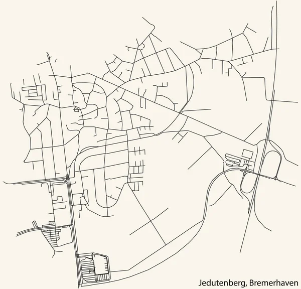 Detailed Navigation Black Lines Urban Street Roads Map Jedutenberg Quarter — Stock Vector