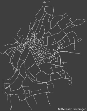 Almanya 'nın başkenti Reutlingen' in Alman Bölgesel Başkent Reutlingen bölgesinin şehir haritasının şehir caddeleri haritası