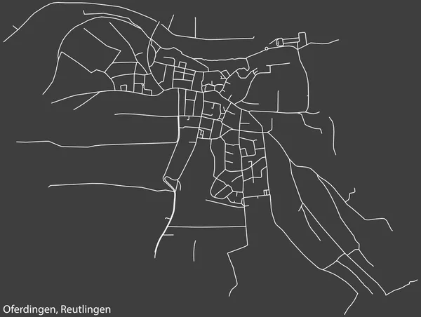 Detaillierte Negative Navigation Weiße Linien Stadtstraßenplan Des Oferdingen Quarter Der — Stockvektor