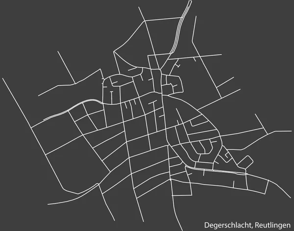 Szczegółowa Negatywna Nawigacja Białe Linie Ulice Miejskie Mapa Degerschlacht Quarter — Wektor stockowy