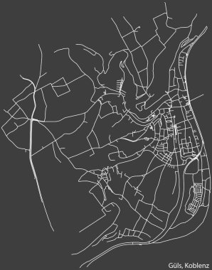 Alman bölgesel başkenti Koblenz, Almanya 'nın GLS QuARTER bölgesinin şehir caddelerinin haritası.