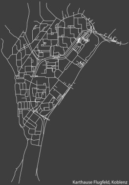 Alman bölgesel başkenti Koblenz, Almanya 'nın KARTHAUSE-FLUGFELD QuARTER bölgesinin şehir caddelerinin haritası