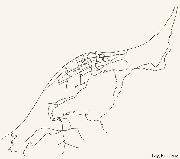 Navegação Detalhada Black Lines Urban Street Roads Mapa Lay Quarter — Vetor de Stock