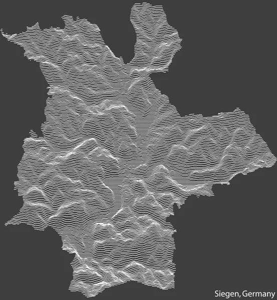 Topografická Negativní Reliéfní Mapa Města Siegen Německo Bílými Obrysovými Liniemi — Stockový vektor