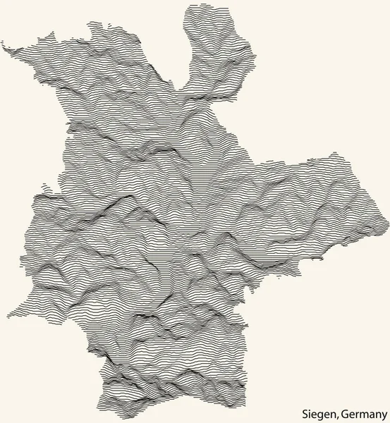 Topografická Reliéfní Mapa Města Siegen Německo Černými Obrysovými Liniemi Vinobraní — Stockový vektor