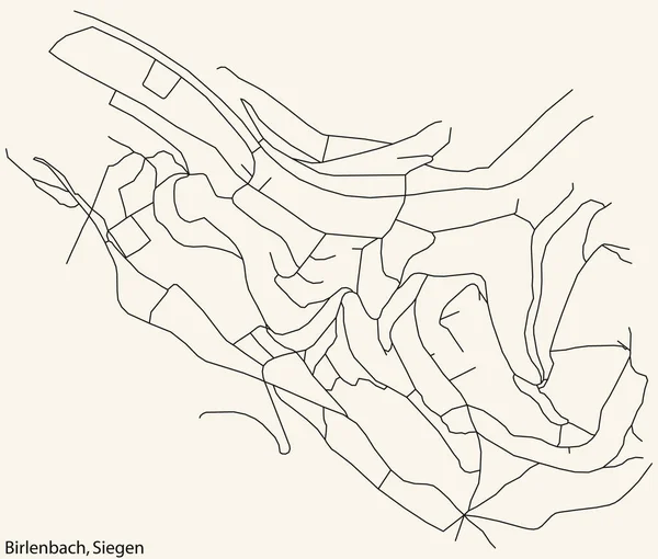Navigation Détaillée Lignes Noires Rues Urbaines Plan Quartier Birlenbach Capitale — Image vectorielle