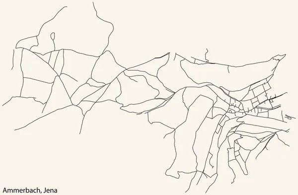 Podrobná Navigace Černé Čáry Městské Ulice Mapa Ammerbach Quarter Německého — Stockový vektor