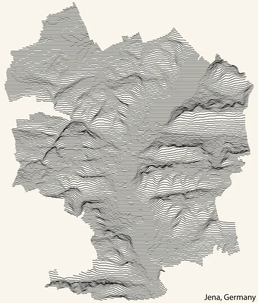 Jena市地形图 背景为古米色 带有黑色等高线 — 图库矢量图片