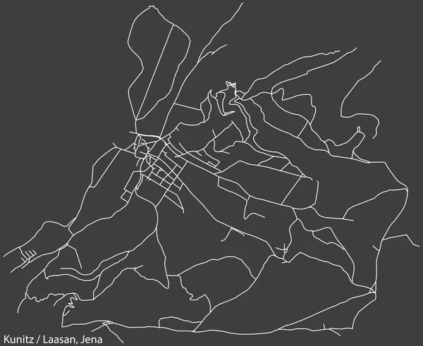 Подробная Негативная Навигация Белые Линии Городских Улиц Карта Куниц Лаасан — стоковый вектор