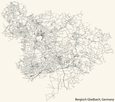 Alman bölgesel başkenti BERGISCH GLADBACH, GERMANY 'ın kentsel yol haritası, klasik bej arkaplan üzerine GERMANY