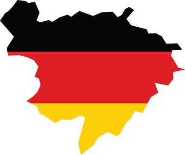 Alman bölgesel başkenti BERGISCH GLADBACH 'ın Alman bayrağı içindeki düz boş vektör haritası