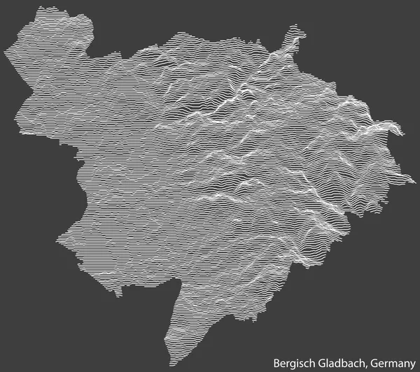 Topografisk Negativ Reliefkarta Över Staden Bergisch Gladbach Tyskland Med Vita — Stock vektor