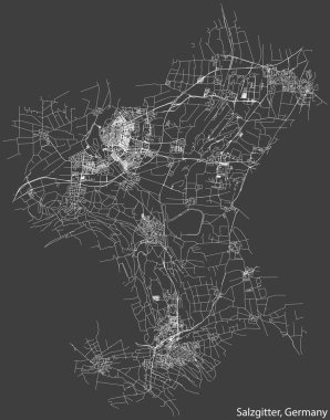 Alman bölgesel başkenti SALZGITTER, Almanya 'nın koyu gri arkaplan üzerindeki kentsel yol haritası