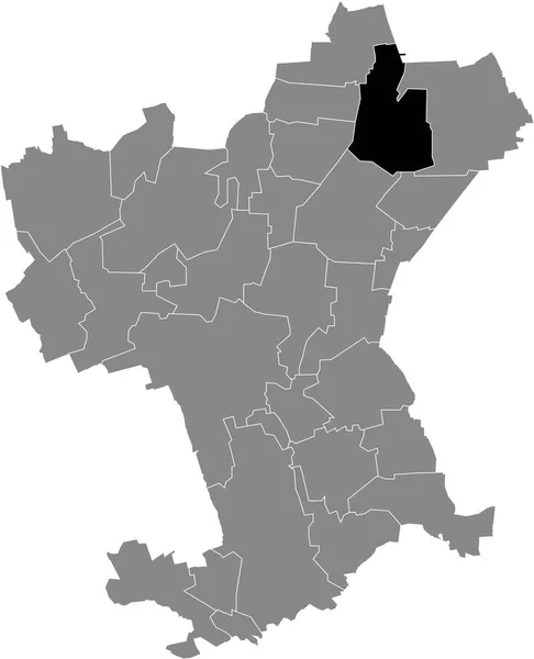 ドイツのSalzgitterの灰色の行政地図の中のBeddingen地区の黒いフラットブランクハイライトされた場所マップ — ストックベクタ
