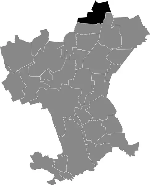 Black Flat Blank Mappa Localizzazione Evidenziata Della Fingen District All — Vettoriale Stock