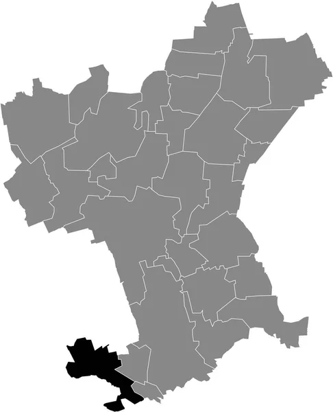 ドイツのSalzgitterの灰色の行政地図の中にあるRingelheim Districtの黒いフラットブランク強調表示された場所マップ — ストックベクタ